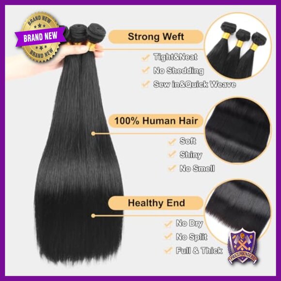 16A Straight Human Hair Weave Bundles 20-24\